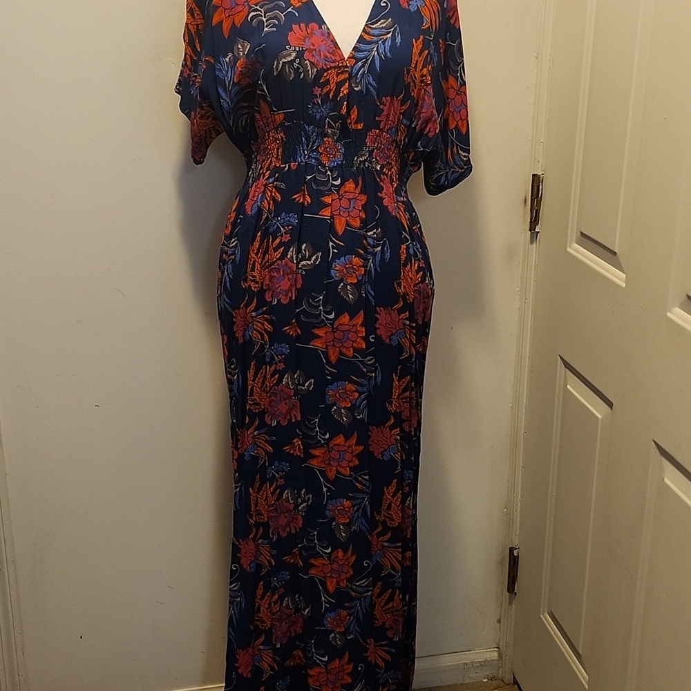Umgee Colorful Floral Maxi Dress Cotton Blend